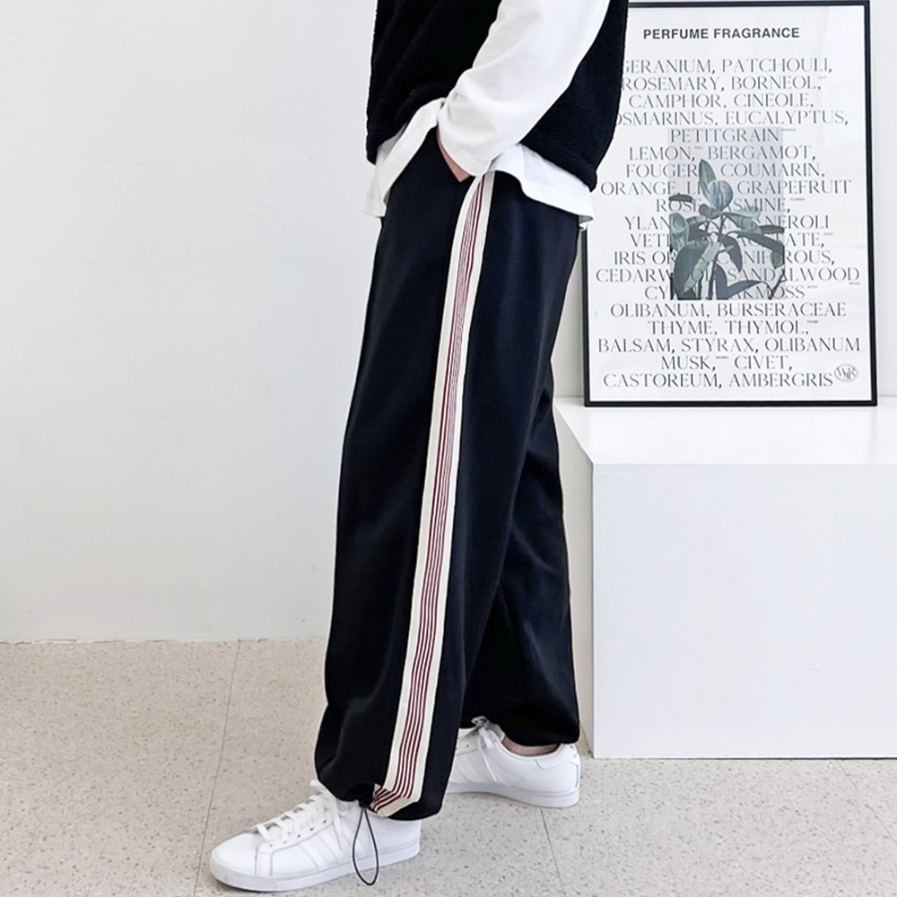 허벅돼바지 남자 통큰 와이드 스트링 트레이닝 츄리닝 트랙팬츠 - 상세 이미지 5