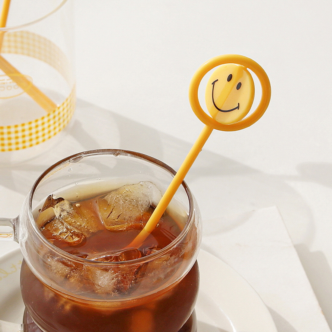 롤링 스마일 머들러 하이볼스틱 칵테일 에이드 홈카페 커피젓는 스틱 데코픽