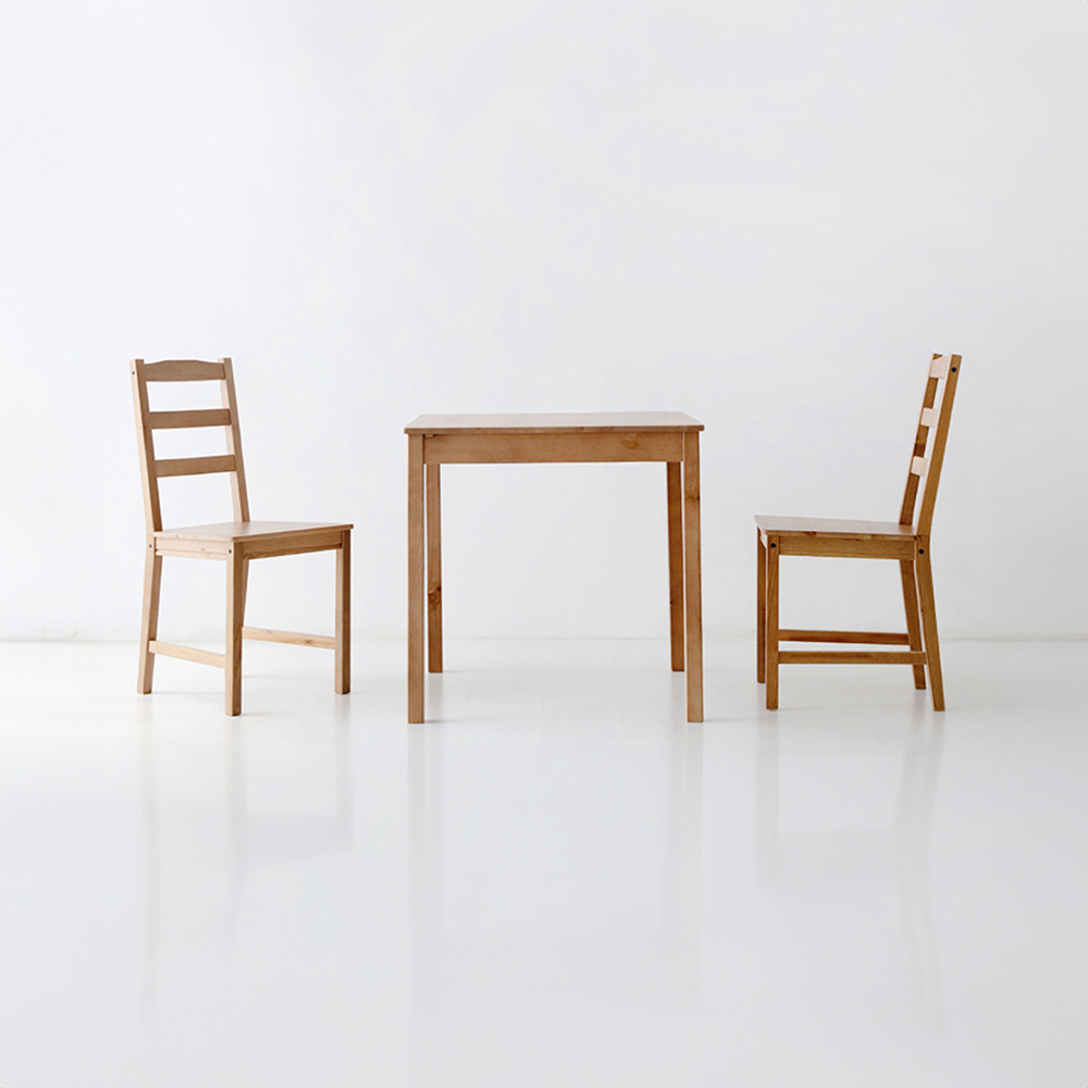 HORBO 2인원목식탁세트 소나무 740mm, 내추럴 0151.9466