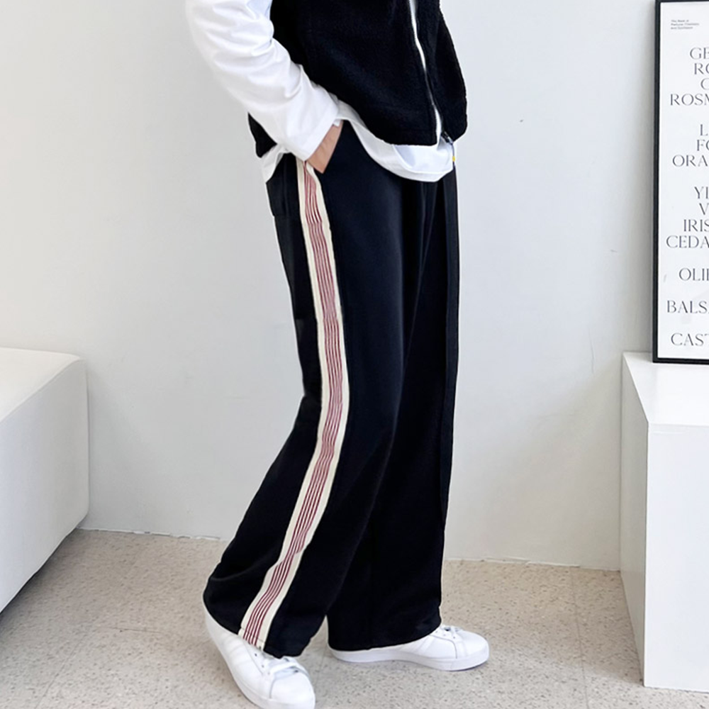 허벅돼바지 남자 통큰 와이드 스트링 트레이닝 츄리닝 트랙팬츠 - 상세 이미지 4