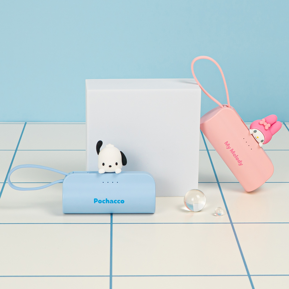 산리오 캐릭터즈 도킹형 보조배터리 C타입 메인 8핀 서브 기내반입 5000mAh, 파스텔블루 - 상세 이미지 2