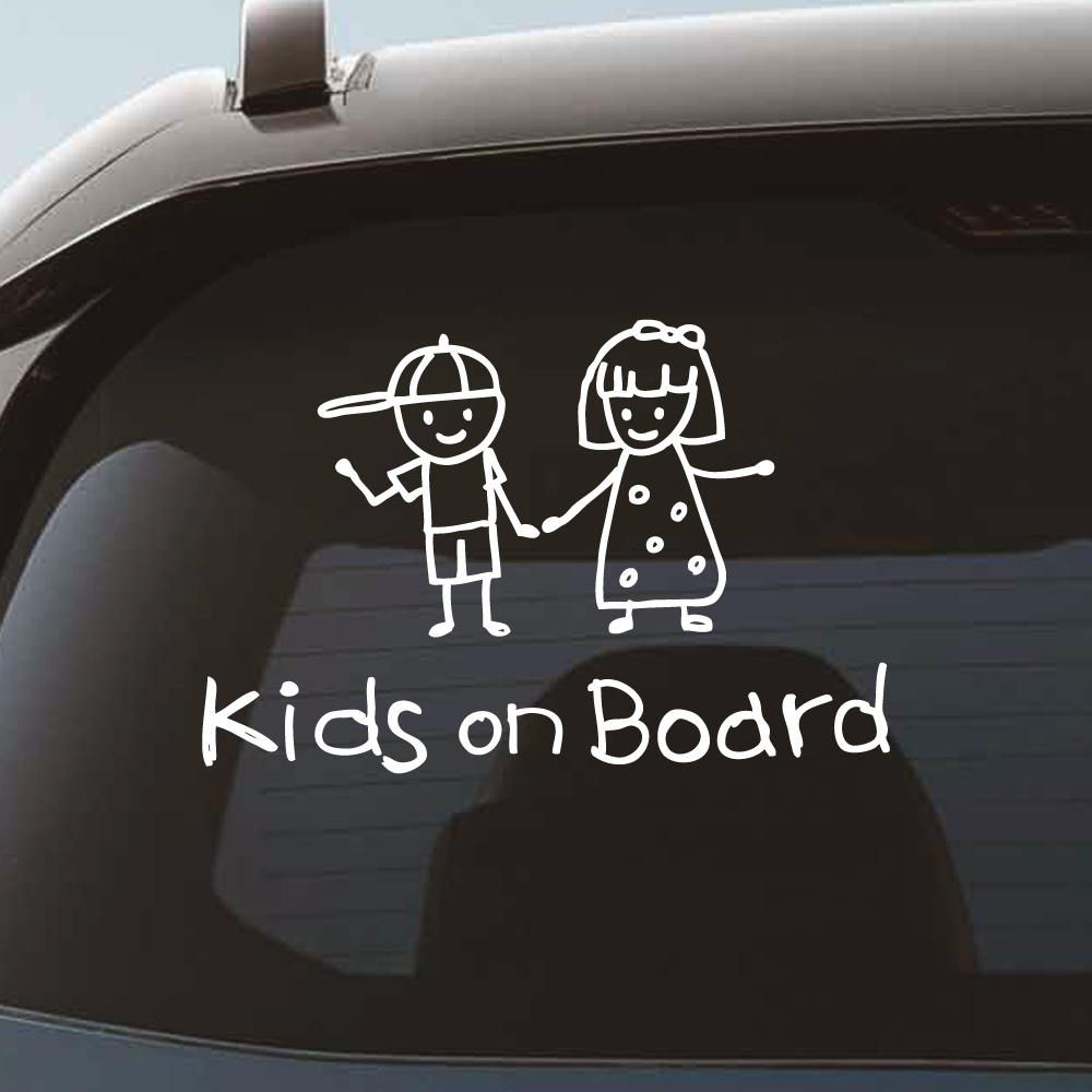 손그림 남아 여아 아이가 아이들이 타고 있어요 스티커 Kids on Board 흰색 M 이미지 8