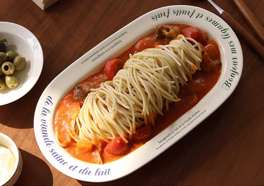 빈티지 레터링 오벌 플레이트 티니블랑 파밍스마켓 타원 접시