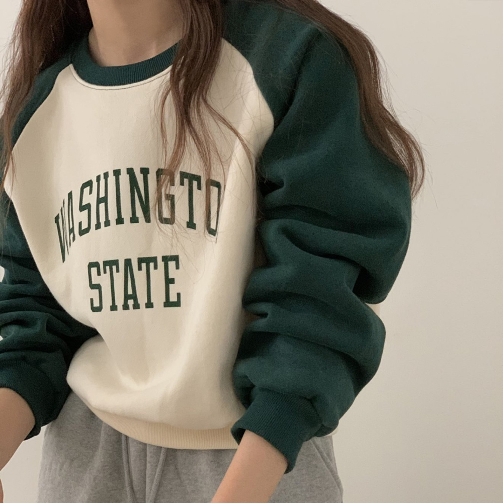 양기모 오버핏 워싱턴 프린팅 나그랑 티셔츠 여자 기모 맨투맨 겨울 여성 맨투맨 박스티