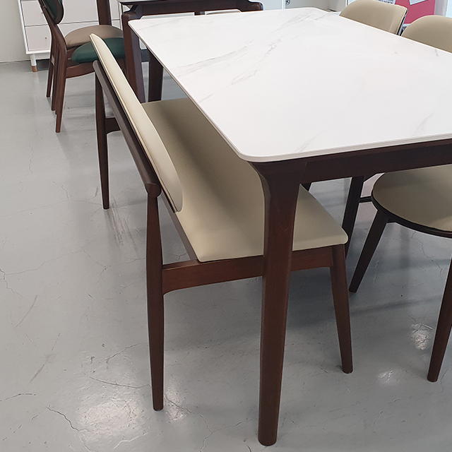 스코나 제르멘 원목 가죽 3인 등받이 벤치 의자