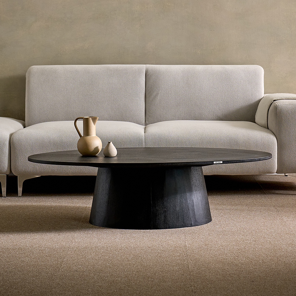 헤즈로 가디엘 거실 소파테이블 원목 타원형 원형 좌식 탁자 좌탁 1200, 브라운