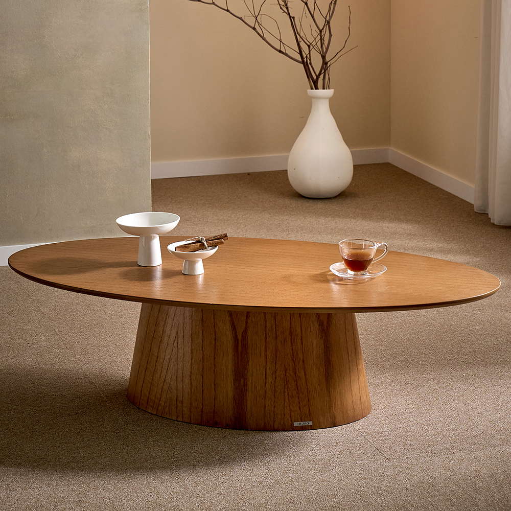 헤즈로 가디엘 거실 소파테이블 원목 타원형 원형 좌식 탁자 좌탁 1200, 블랙