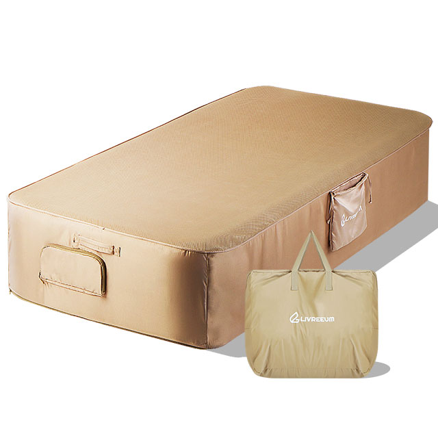 자동충전에어매트 메트 경량 공기침대 텐트 휴대용매트리스 웨이브블럭 싱글, 40cm, 골드베이지 - 상품 이미지