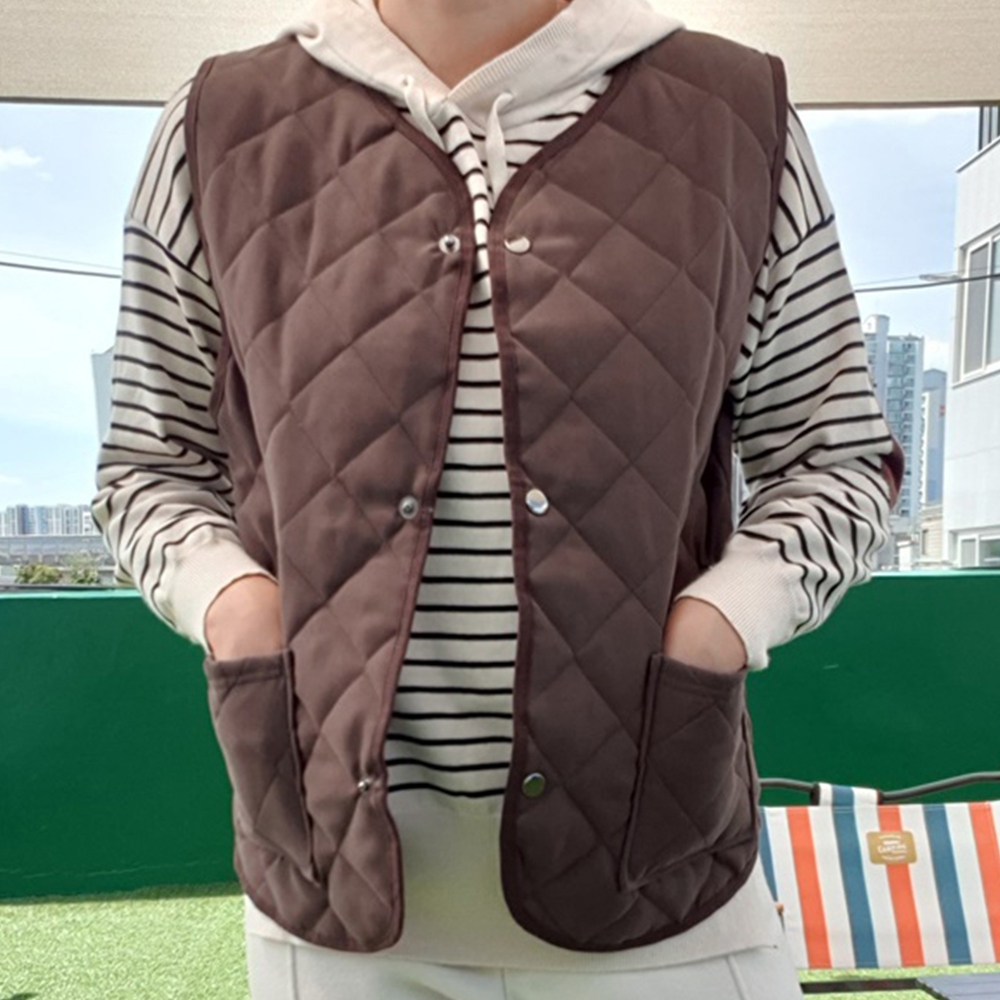 여성누빔조끼 성인수면 할머니김장베스트 간절기여자경량 가을겨울 아줌마벨벳촌캉스룩 - 상품 이미지