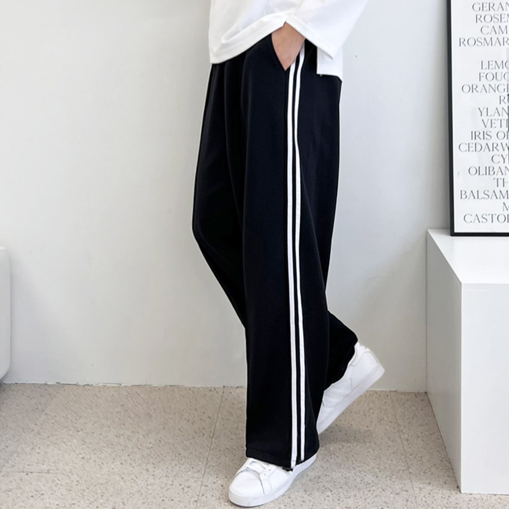 허벅돼바지 남자 통큰 통넓은 와이드 스트링 트레이닝 트랙팬츠 - 상세 이미지 2