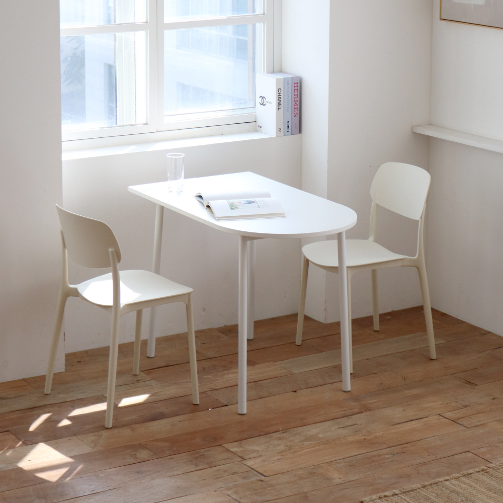 비알프렌드 오호 반타원 식탁 1인 2인 4인 라미네이트 테이블 600폭 1000mm, 화이트