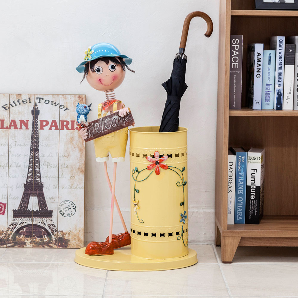 설렘하우스 인형 디자인 카페 우산꽂이 업소용 대용량 우산꽃이 옐로우