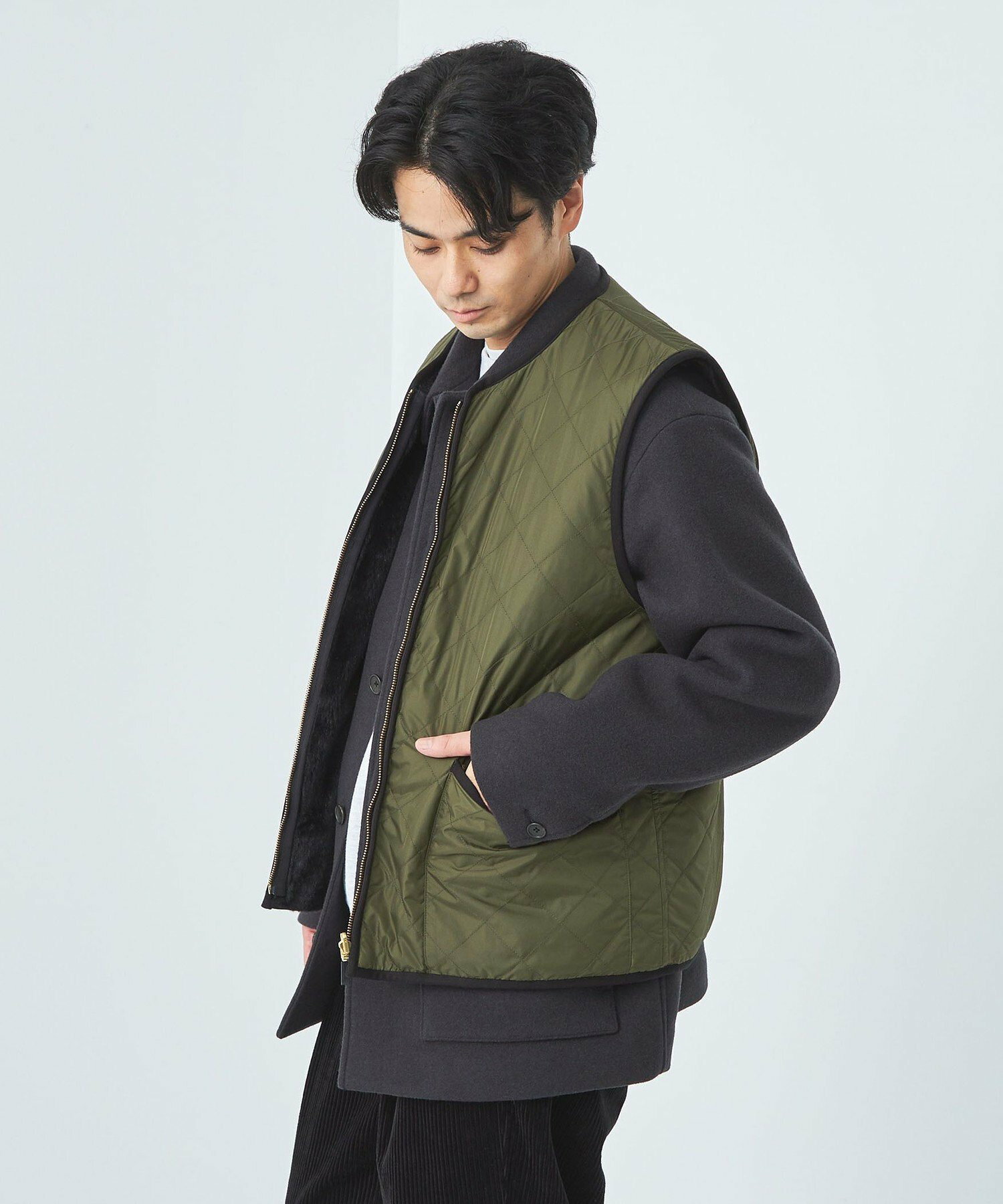 바버 Barbour x GLR 별주 리버서블 양털 양면 베스트 조끼 블랙 - 상세 이미지 5