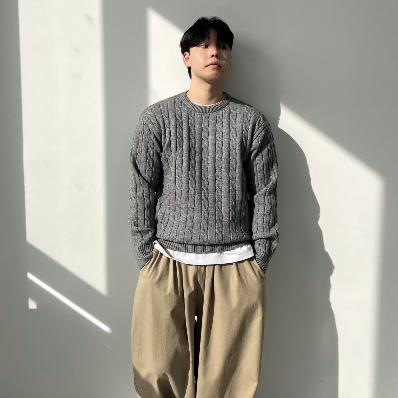 남자꽈배기니트 케이블니트 두꺼운니트 - 상세 이미지 4