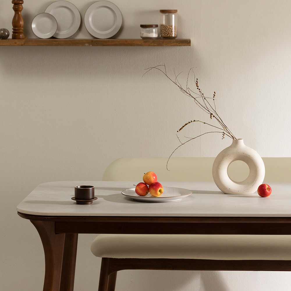 모드니 양면 세라믹 식탁 테이블 4인용 스퀘어 화이트/그레이 1400 내추럴