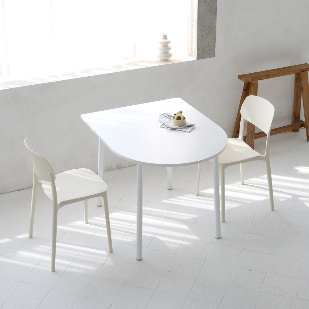 비알프렌드 오호 반타원 식탁 1인 2인 4인 라미네이트 테이블 800폭 1000mm, 화이트