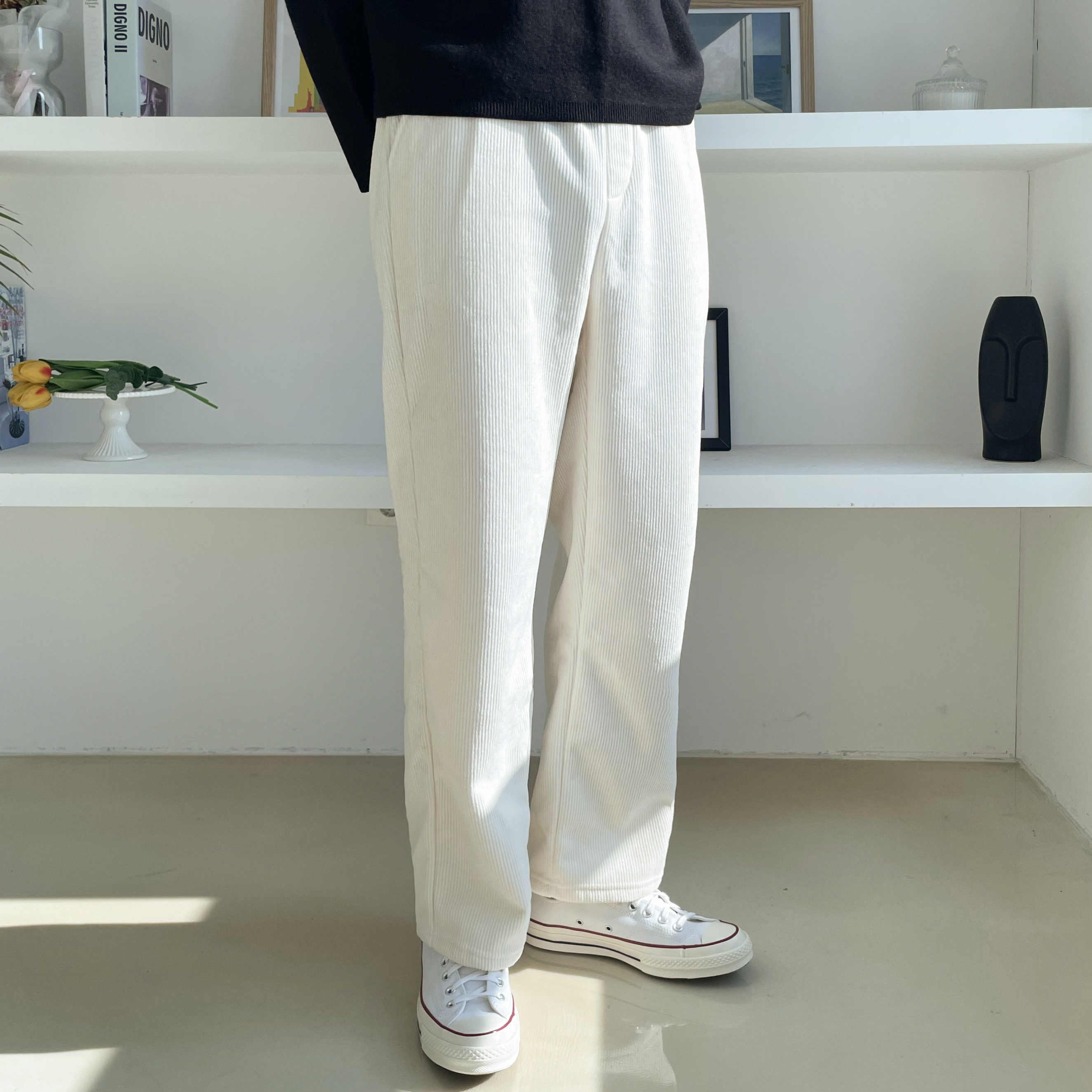 남자코듀로이와이드팬츠 남자기모골덴바지 - 상품 이미지