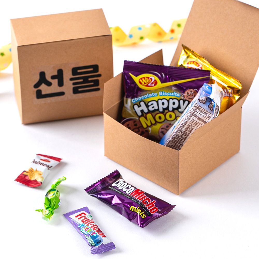 더하모니 네모 간식 상자 크라프트(중) 어린이집 학교 교회 과자 세트 - 메인 이미지