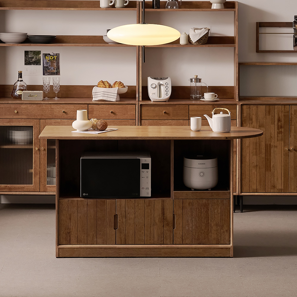 헤이즐 원목 주방수납장 아일랜드 식탁 테이블 홈바 수납장 1500 GM431C