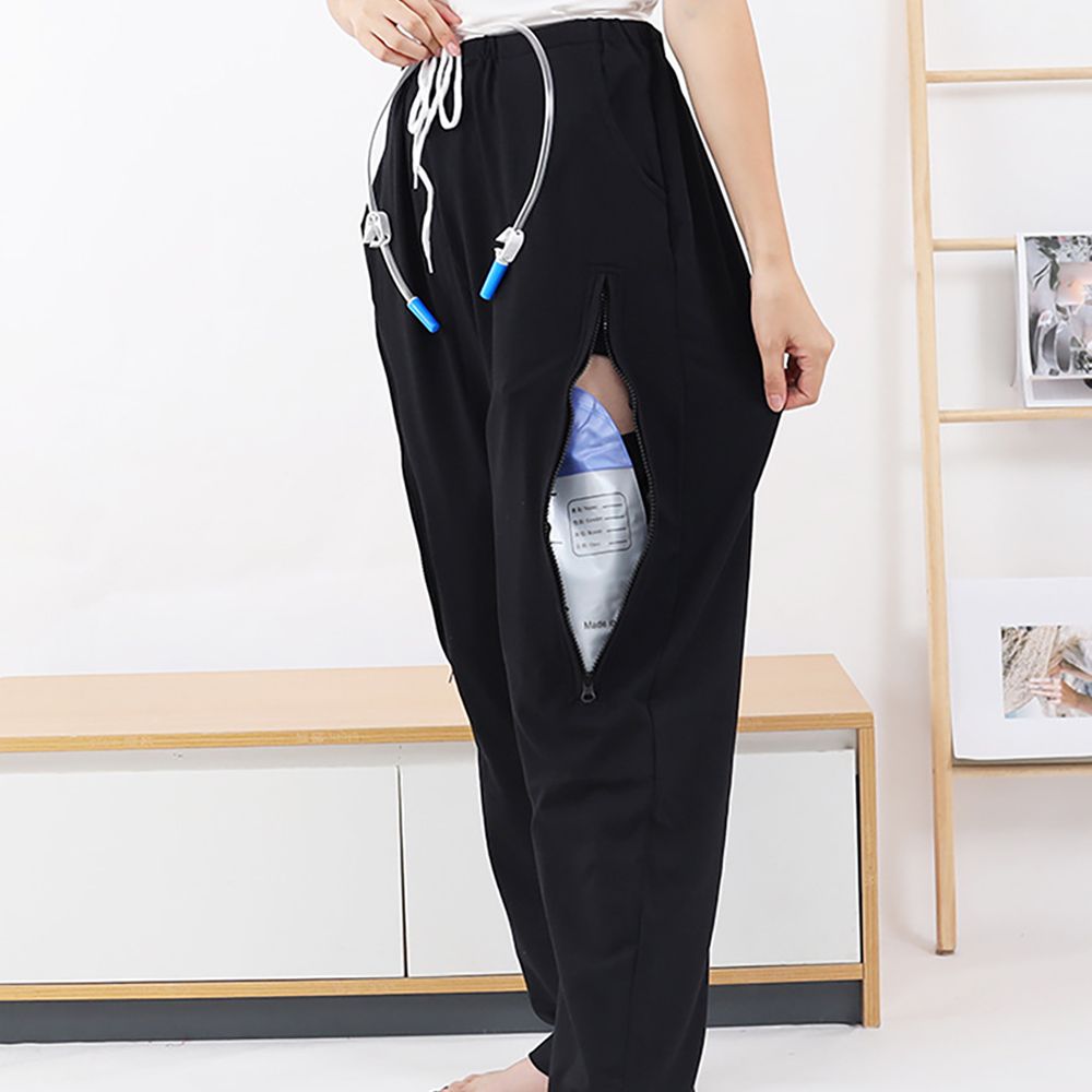환자 소변팩 바지 소변줄 포켓 장루 주머니 바지 그레이 - 상세 이미지 3