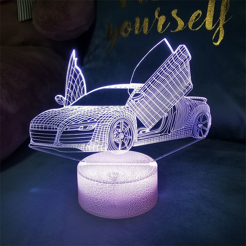 3D LED 스포츠카 무드등 홀로그램 테이블램프 인테리어 장식품 - 상세 이미지 3
