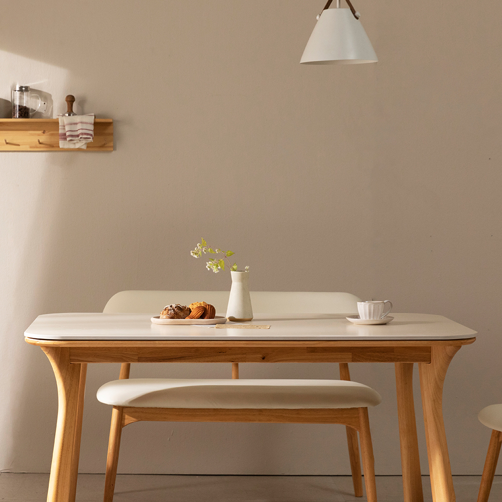 모드니 양면 세라믹 식탁 테이블 4인용 스퀘어 화이트/그레이 1400 내추럴