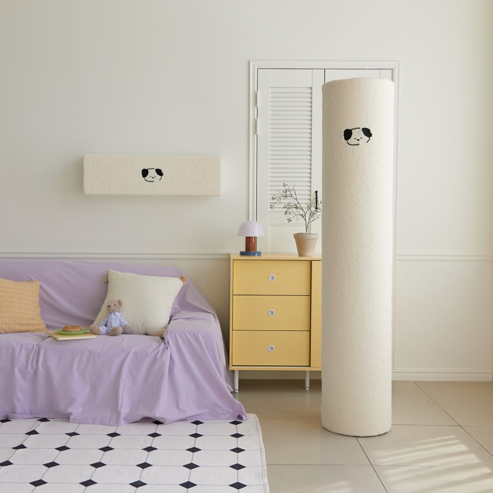 [단독] 투인원 에어컨커버 귀여운 부클 퍼피 가리개 스탠드 원형 벽걸이 소 세트