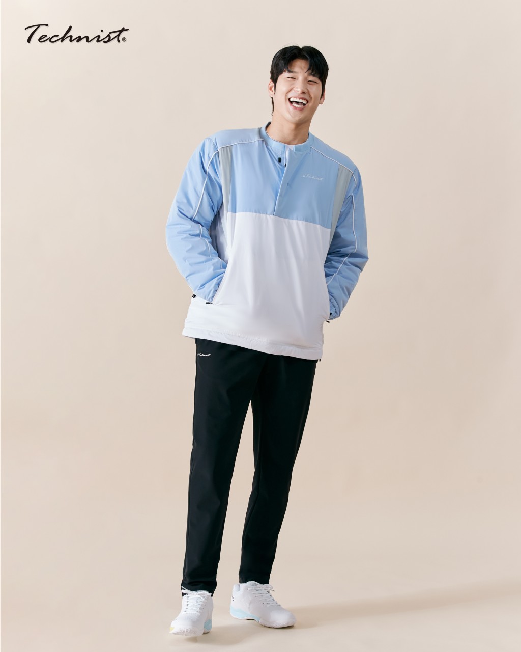 테크니스트 TNJ4466 하프 반집업 반지퍼 스카이블루 패딩피스테 스포츠의류 - 상품 이미지