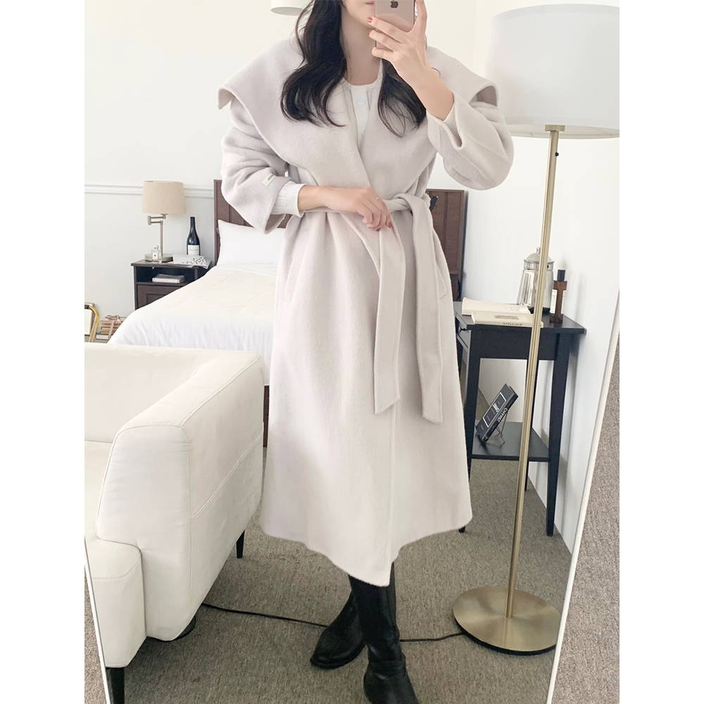 양모롱코트 여성 겨울 알파카 하객룩 - 상세 이미지 4