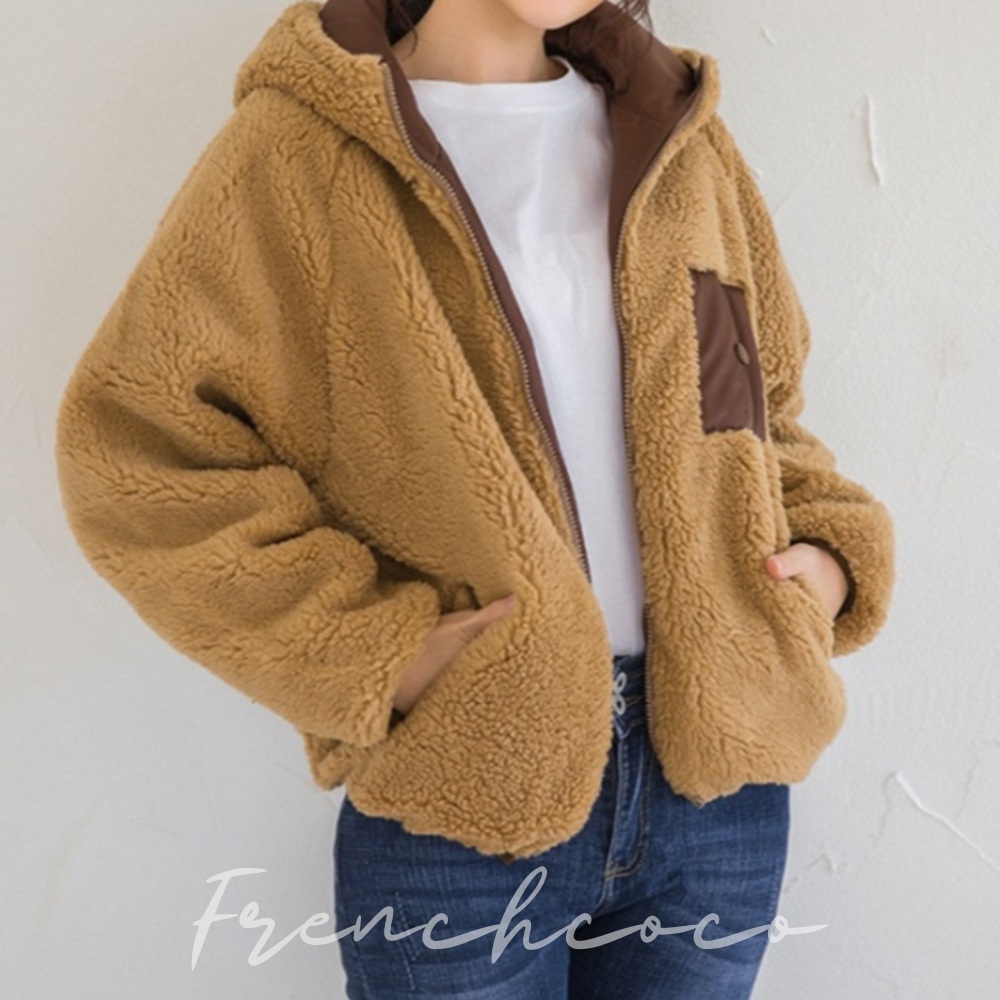 프렌치코코 양털 후리스 따뜻한 보온 플리스 자켓 - 상품 이미지