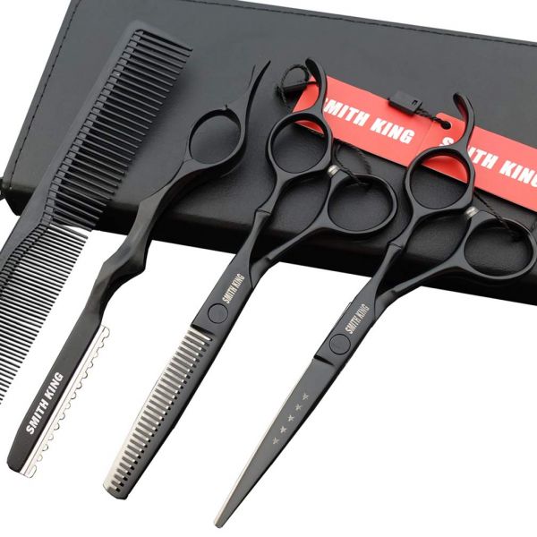 6.0인치 전문가용 헤어 커팅 솎아내기 가위 면도기 세트블랙 6.0 Inch : 피어써틴
