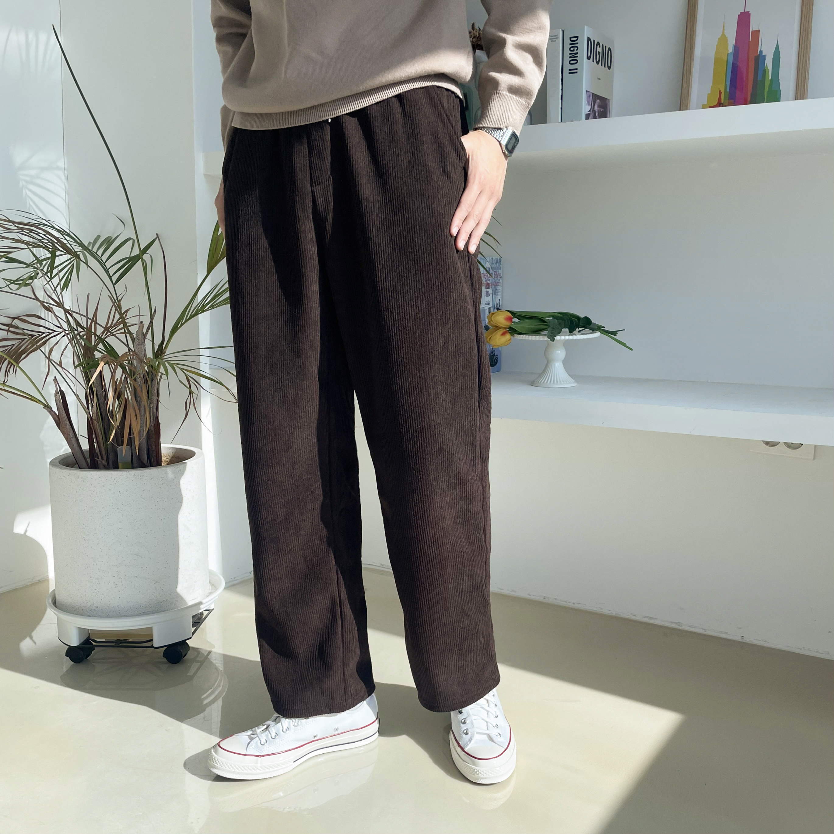 남자코듀로이와이드팬츠 남자기모골덴바지 - 상세 이미지 5