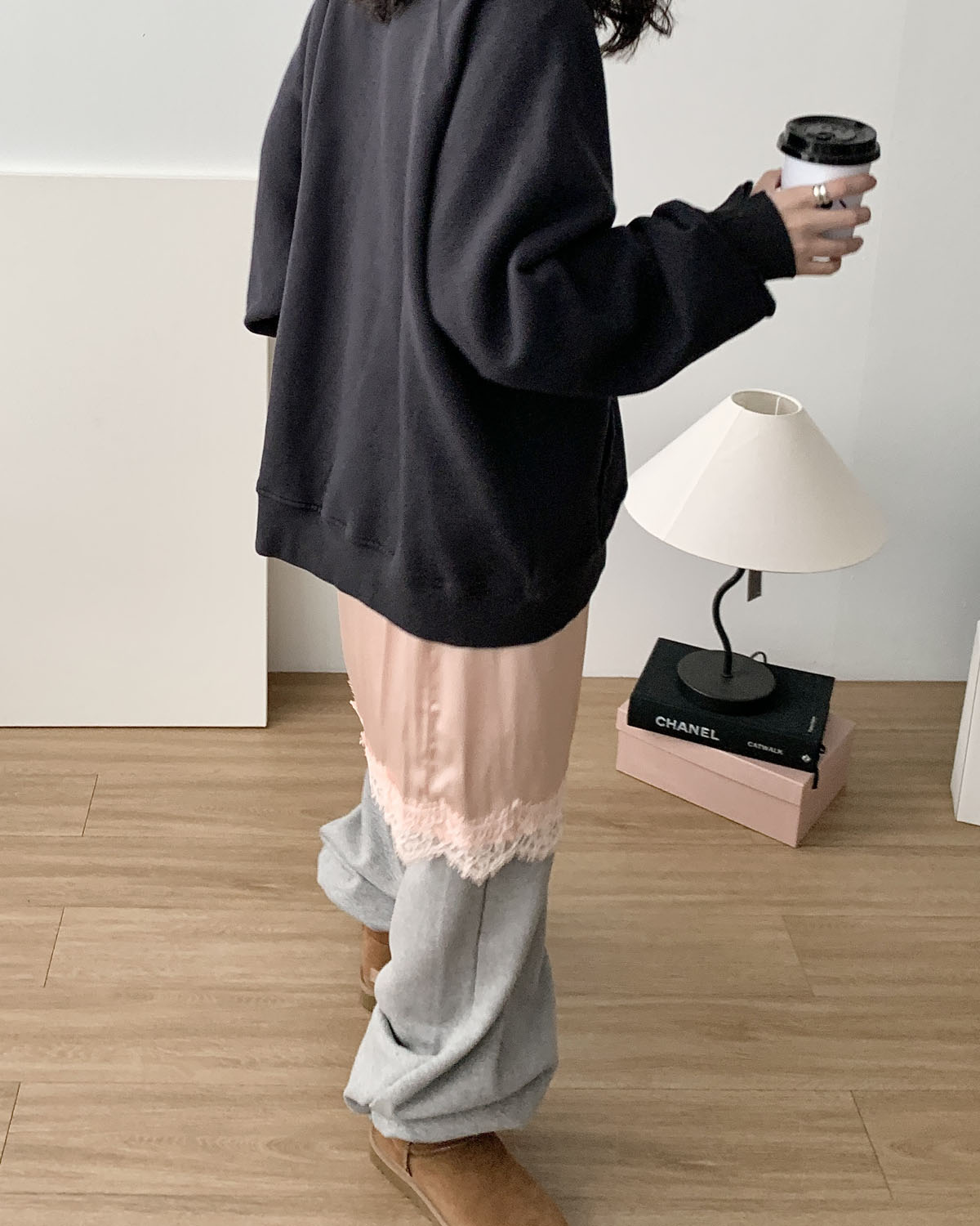 아웃핏 윈터 조거 팬츠 밴딩 기모 투웨이 일자핏 와이드핏 여자 겨울 트레이닝 바지 (2c) 이미지 8