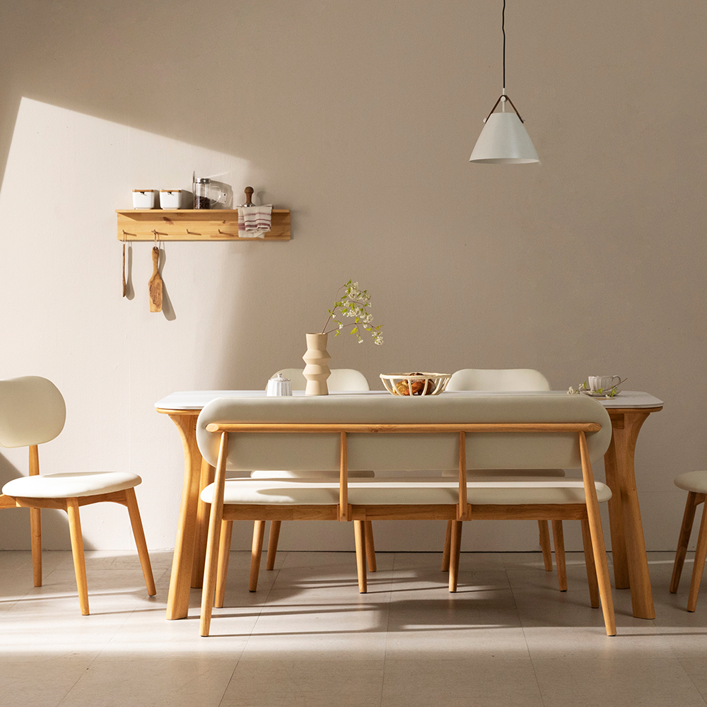 모드니 양면 세라믹 식탁 테이블 4인용 스퀘어 화이트/그레이 1400 내추럴