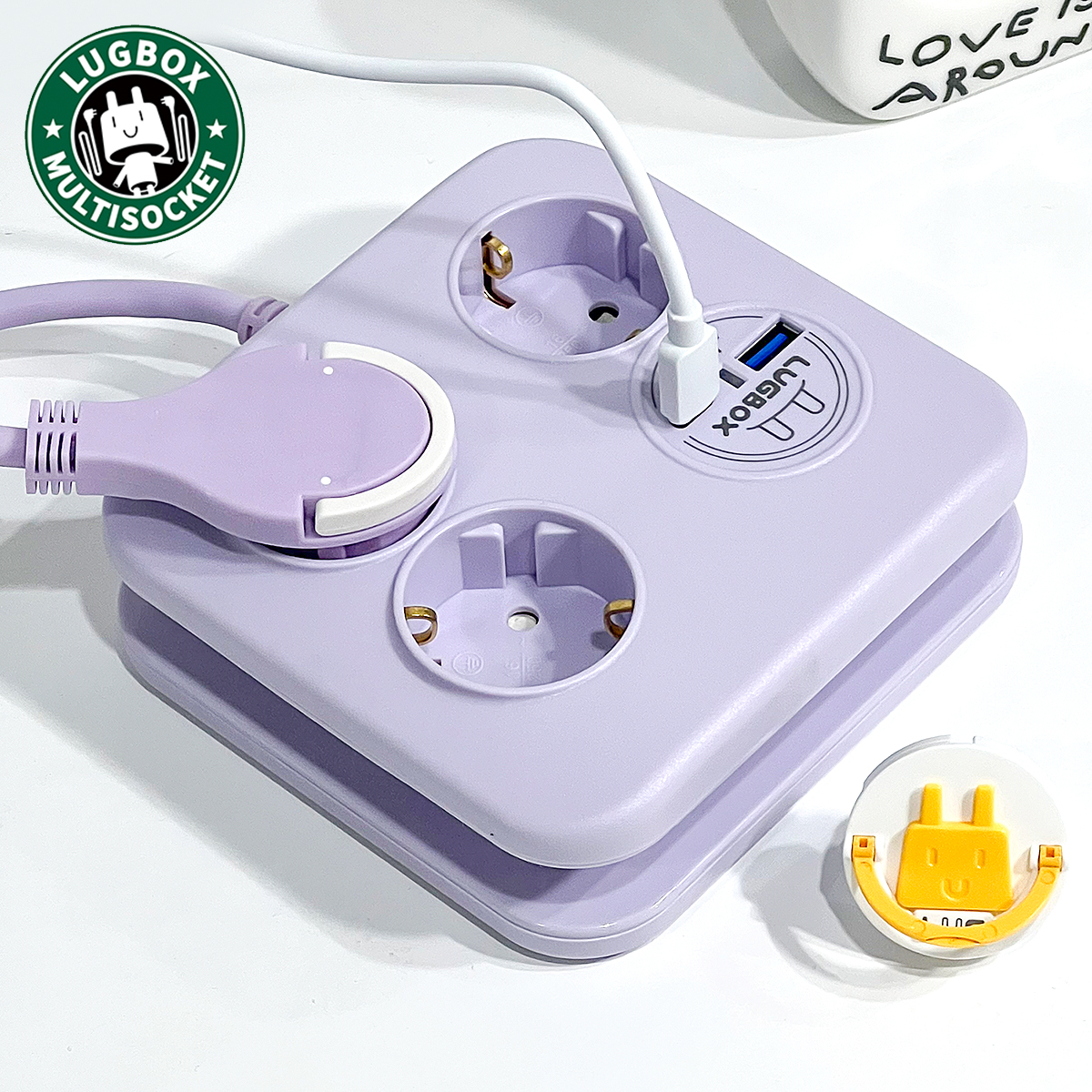 러그박스 납작 멀티탭 플러그 C타입 USB 디자인 납작한 멀티 플랫 콘센트 사각 1.4m - 상품 이미지