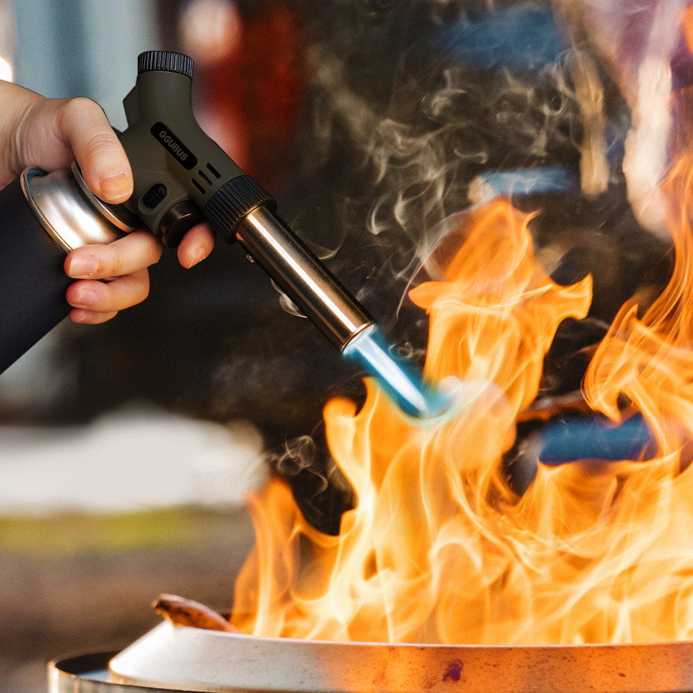 꾸버스 캠핑 요리용 가스 토치 액화방지 원터치 자동점화 휴대용 가정용 안전잠금