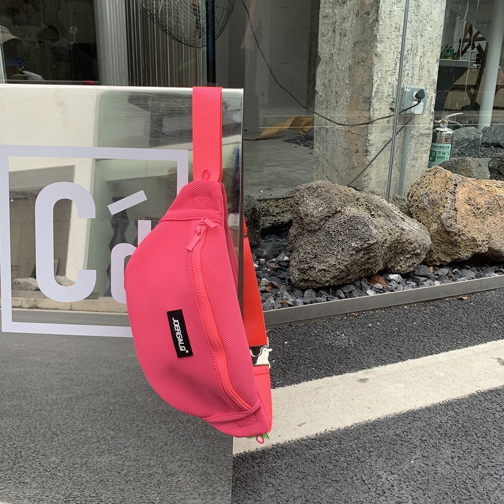 남녀공용 힙색 슬링백 그리드 숄더백 캐주얼 체스트백 6Color 이미지 8
