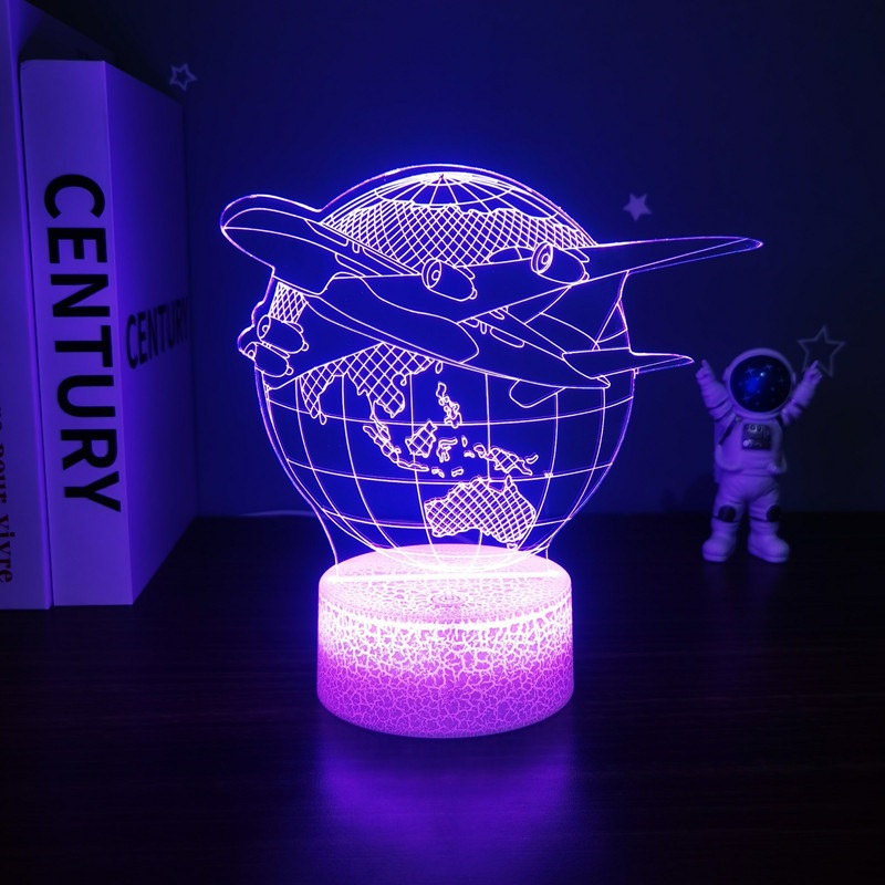 3D LED 항공기 무드등 홀로그램 테이블램프 인테리어 장식품 - 상세 이미지 2