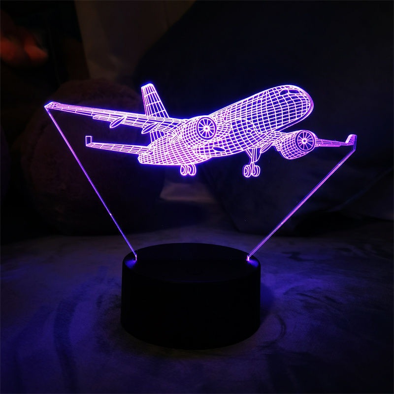 3D LED 항공기 무드등 홀로그램 테이블램프 인테리어 장식품 - 상세 이미지 3