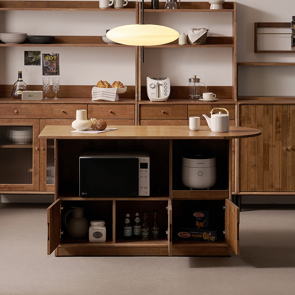 헤이즐 원목 주방수납장 아일랜드 식탁 테이블 홈바 수납장 1500 GM431C