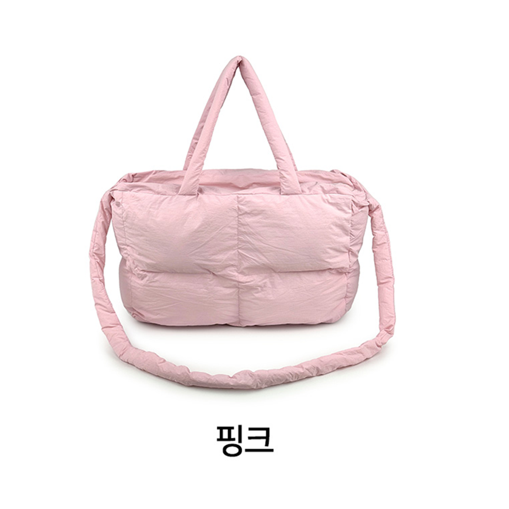 가벼운 패딩 빅사이즈 토트백 경량 가을 겨울 천핸드백 라지 큰 토드크로스백 가방 - 상세 이미지 2