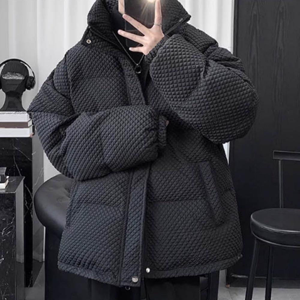 남자패턴패딩 유니크한패딩 남자겨울아우터 블랙 - 상품 이미지