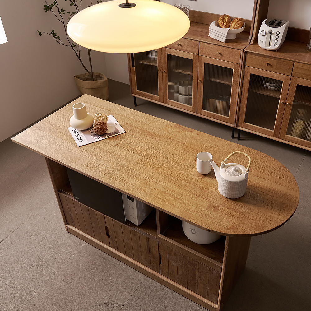 헤이즐 원목 주방수납장 아일랜드 식탁 테이블 홈바 수납장 1500 GM431C