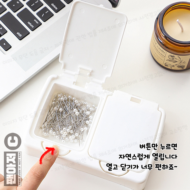 포레스 화이트 다용도 원터치통 포카 포토카드 면봉 화장솜 수납케이스 소품정리함 - 상세 이미지 3