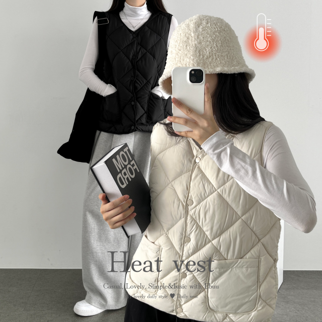 겨울 왕도톰 퀼팅 깔깔이 경량 패딩 히트 조끼