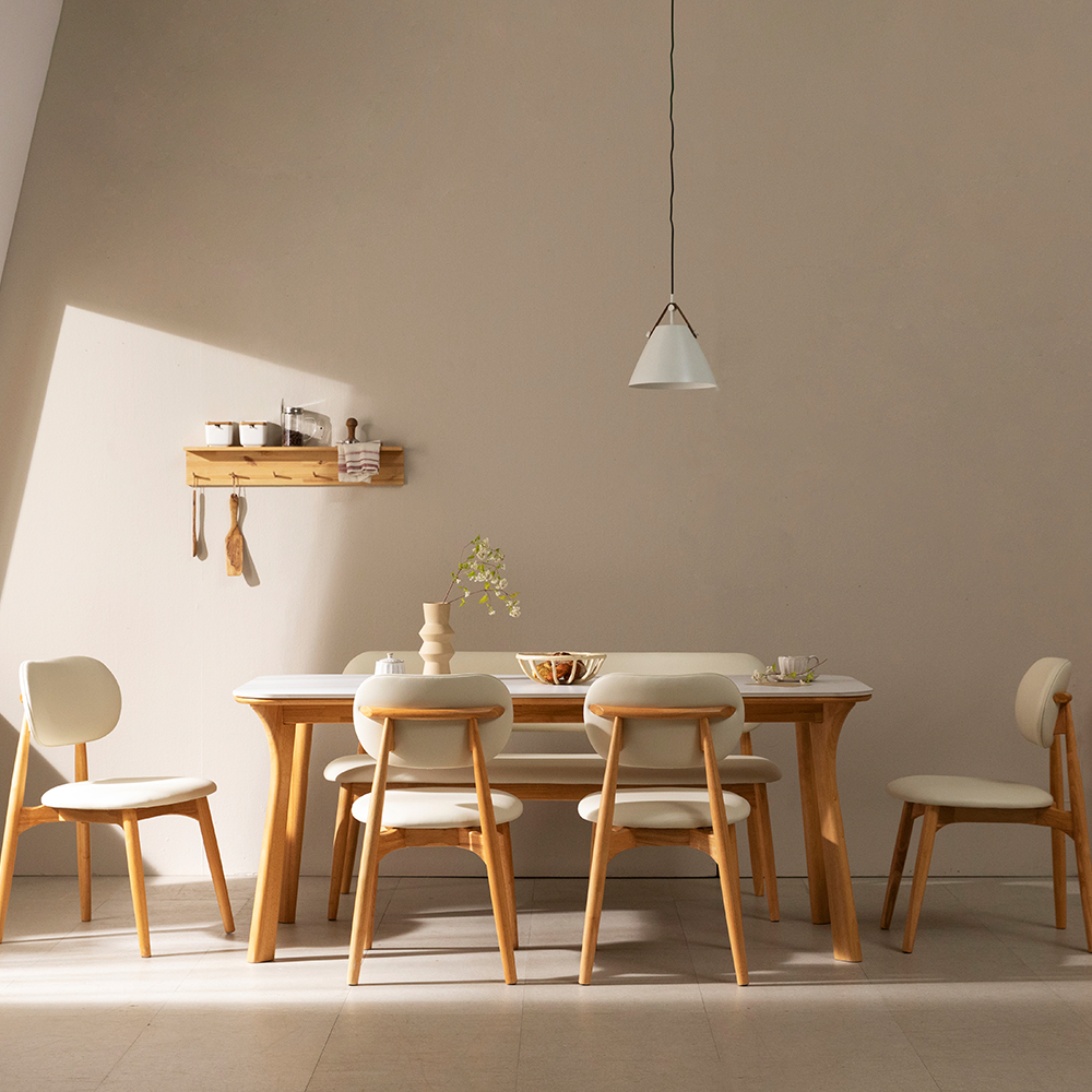 모드니 양면 세라믹 식탁 테이블 4인용 스퀘어 화이트/그레이 1400 내추럴