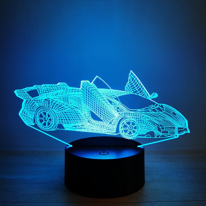 3D LED 스포츠카 무드등 홀로그램 테이블램프 인테리어 장식품 - 상품 이미지