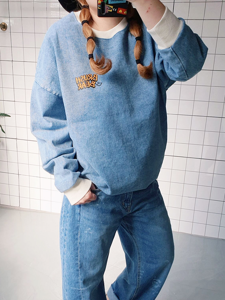 (무배) 리얼 데님 그레피티 청 맨투맨 티셔츠 - 상품 이미지