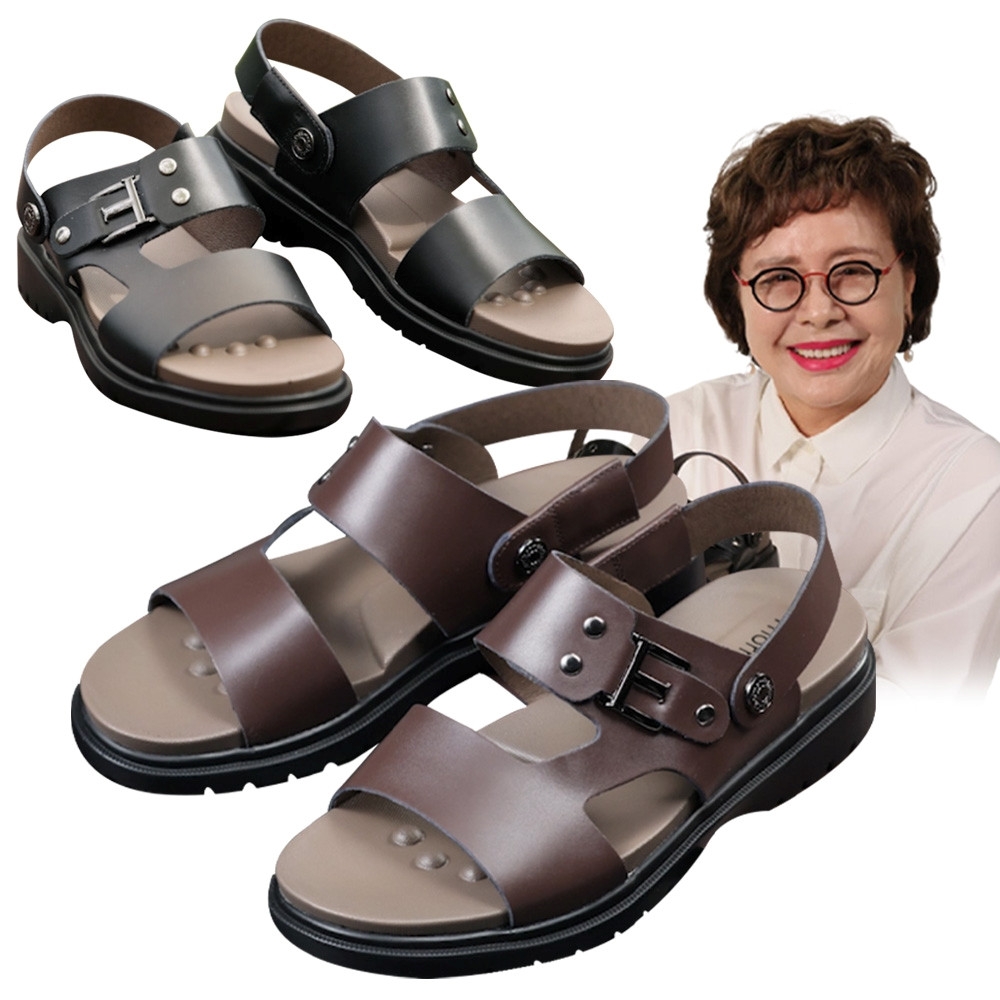 쏘르망 일라이트 소가죽 샌들 2세트 발편한 샌들 슬리퍼