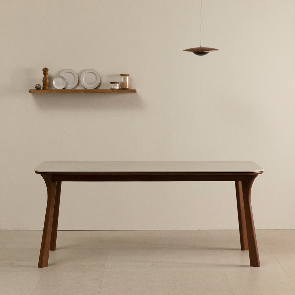 모드니 양면 세라믹 식탁 테이블 4인용 스퀘어 화이트/그레이 1400 내추럴